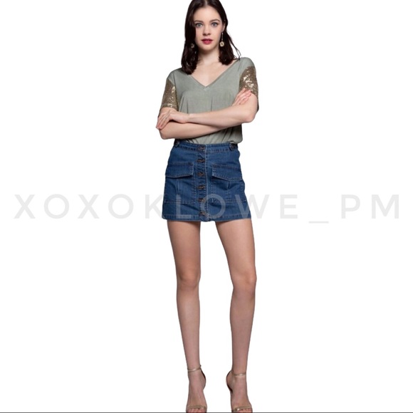 🔥SALE POL Button Front Denim Jean Skirt - Picture 6 of 12